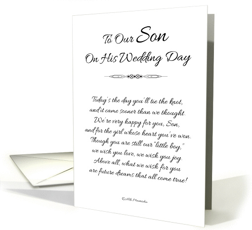 To Our Son on His Wedding Day - Black and White card (1176664)