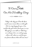 To Our Son on His Wedding Day - Black and White card