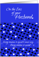 On the Loss of Your Husband Blue Hearts Sympathy Card
