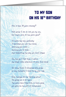 To My Son On His 18th Birthday card