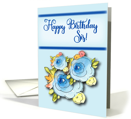 Happy Birthday Blue Roses for Sis card (1520560)