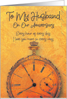 Vintage Clock Happy Anniversary To My Husband card