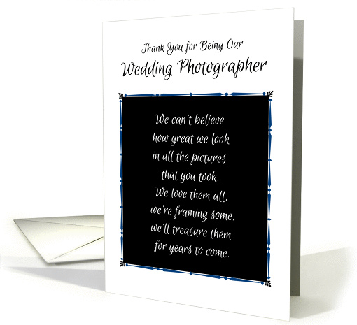 Wedding Photographer Thank You in Black and White card (979761)
