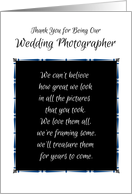 Wedding Photographer Thank You in Black and White card