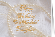 Daughter, Birthday with Pearls and Lace card