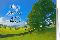 Pastoral landscape painting 40th Birthday card