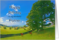 Partner Birthday, Landscape Painting with Horses card