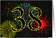 386th Birthday card with fireworks card