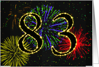 83rd Birthday card with fireworks card