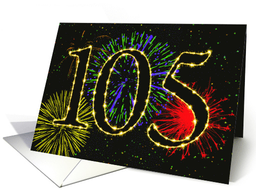 105th Birthday Party Invitation with Fireworks card (1015459)