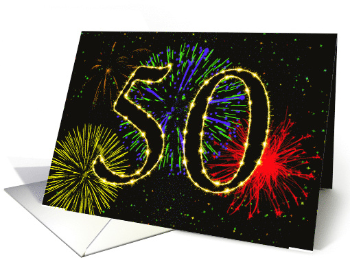 50th Birthday Party Invitation with Fireworks card (1015857)