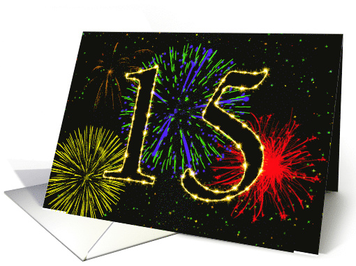 15th Birthday Party Invitation with Fireworks card (1015927)