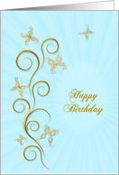 Birthday with Golden Butterflies card