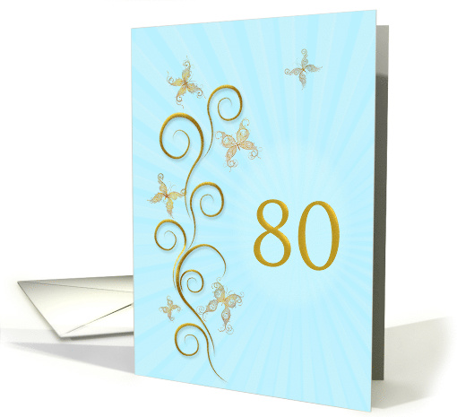 80th Birthday with Golden Butterflies card (1156468)