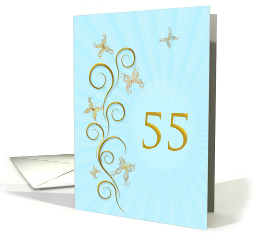 55th Birthday with Golden Butterflies card (1156498)