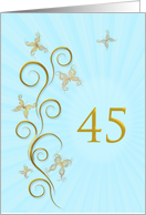 45th Birthday with Golden Butterflies card