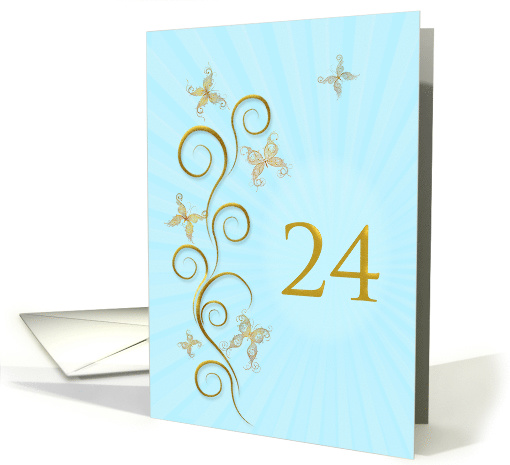 24th Birthday with Golden Butterflies card (1156526)