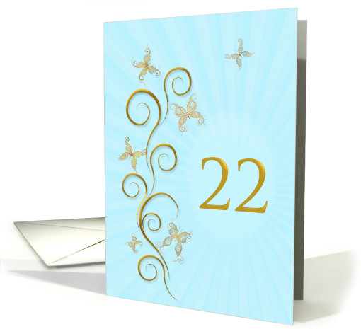 22nd Birthday with Golden Butterflies card (1156556)