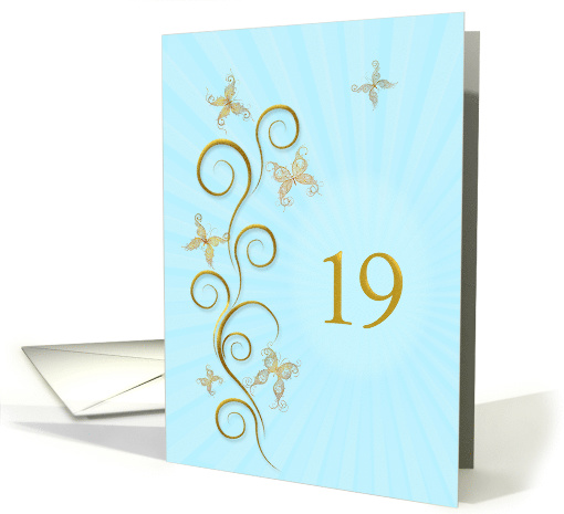 19th Birthday with Golden Butterflies card (1156564)