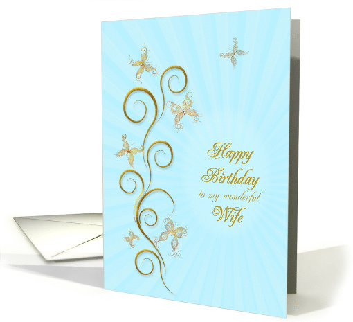 Wife Birthday Golden Butterflies card (1156572)