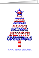 For a Soldier Grandson, Patriotic Christmas Tree card