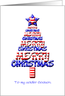 For a Soldier Godson, Patriotic Christmas Tree card