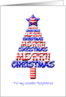 For a Soldier Boyfriend, Patriotic Christmas Tree card