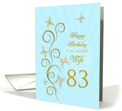 83rd Birthday for Wife Golden Butterflies card (1161242)