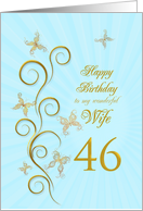 46th Birthday for Wife Golden Butterflies card