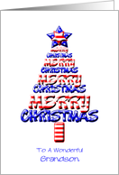 For Grandson, Patriotic Christmas Tree card
