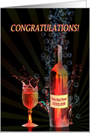 Congratulations Boob Job, with Splashing Wine card