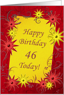 46th birthday with stars in red and yellow card