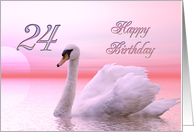 24th Birthday Pink Swan card