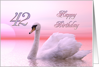 42nd Birthday Pink Swan card