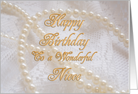 Niece, Birthday with Pearls and Lace card