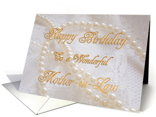 Mother-in-Law, Birthday with Pearls and Lace card (244731)