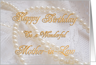 Mother-in-Law, Birthday with Pearls and Lace card