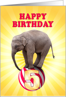 5th birthday Elephant on a Ball card