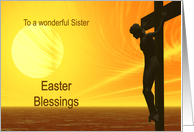 sister, Golden Cross, Easter Blessings card