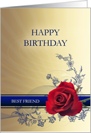 Best Friend Birthday with a Red Rose card