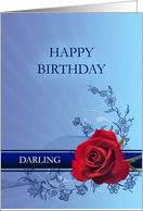 Darling Birthday with a Red Rose card