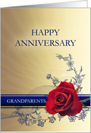 Red Rose Wedding Anniversary Grandparents card