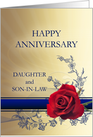 Red Rose Wedding Anniversary Daughter and Son-in-law card