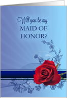 Maid of Honor Request with a Red Rose card