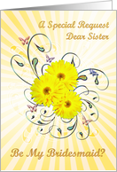 Sister Bridesmaid Invitation Daisies card