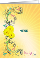 Menu with Bright Yellow Flowers card