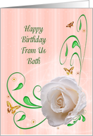 White rose Birthday card from us both card