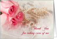 Thank You for Taking Care of Me with Roses and pearls card