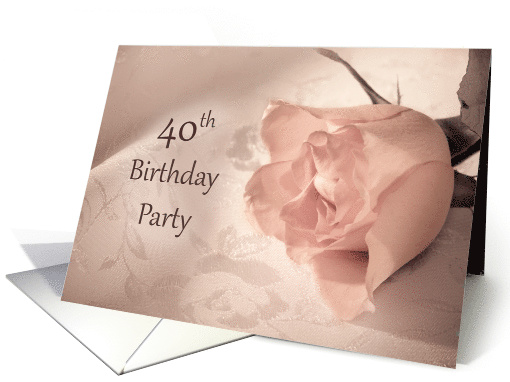 40th Birthday Party Invitation, Pink Rose card (530050)