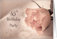 45th Birthday Party Invitation, Pink Rose card